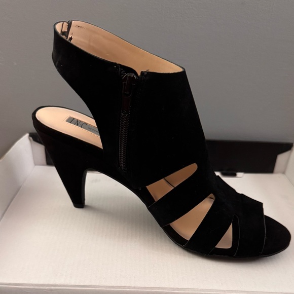 INC International Concepts Black Suede Cutout Heels - Picture 2 of 2